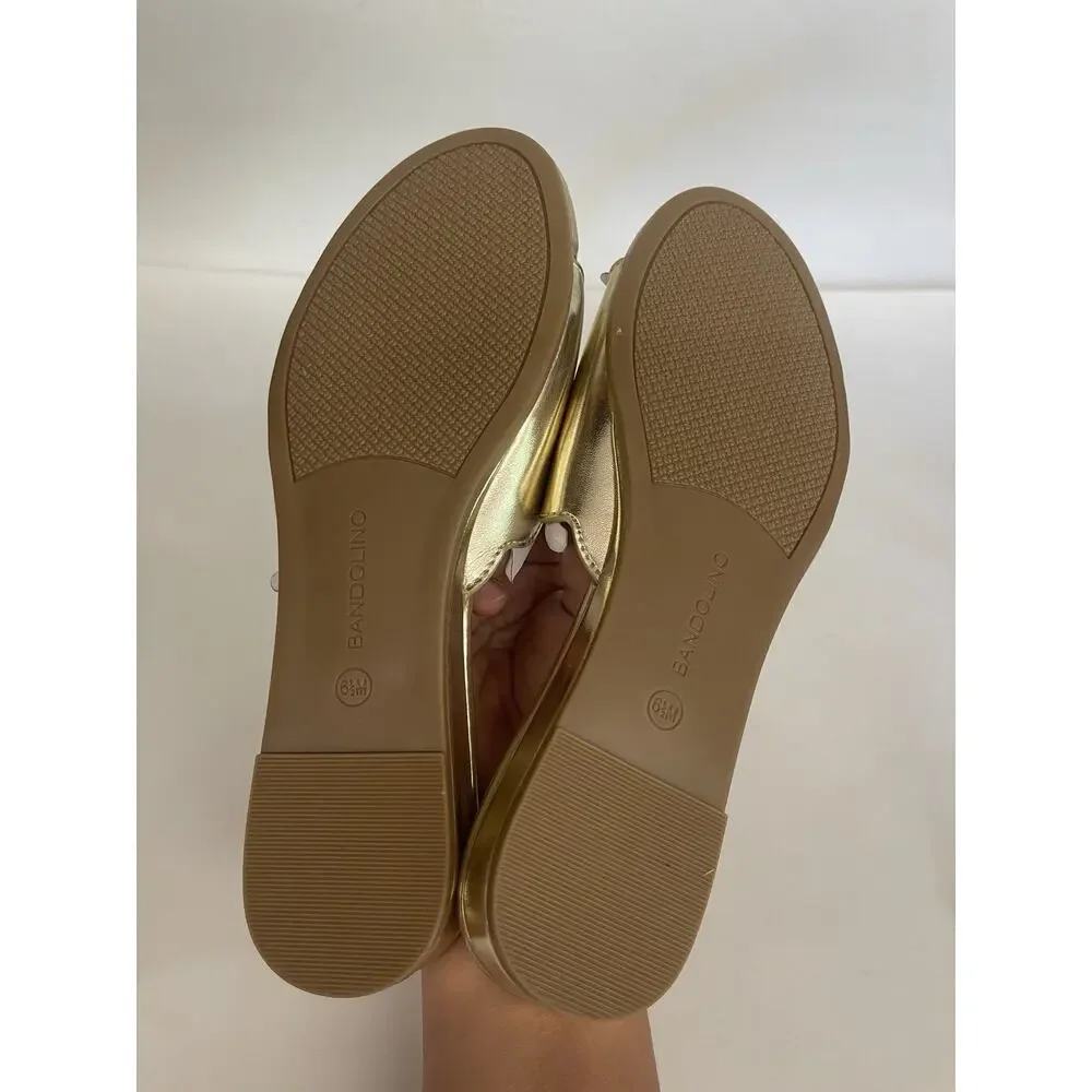 Bandolino Womens Kayla Slide Flat Sandals Shoes Platino Gold Size 6.5 M